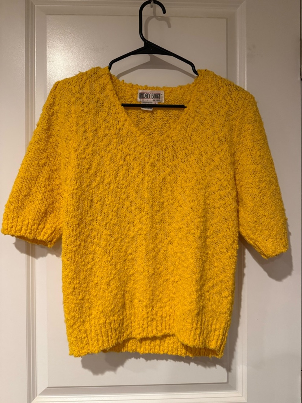 Cozy Textured Yellow V-Neck Sweater Top